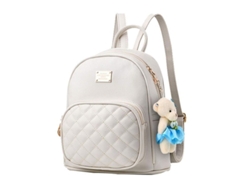 2026-mochila Para Mujer Escolar Bonita De Cuero Pu Pequeña Oso Mochila De Viaje Diaria Cartera Blanca