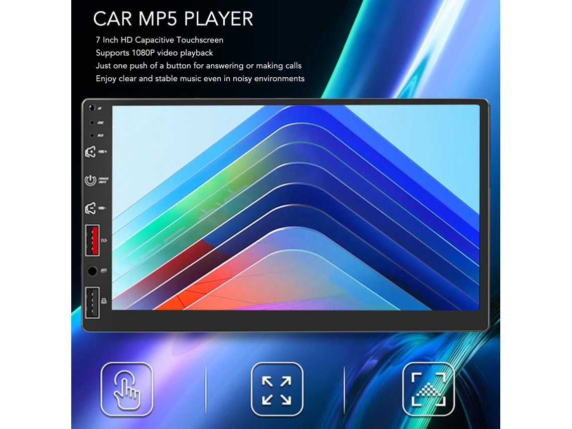 Reproductor MP5 para coche con pantalla táctil de 7 pulgadas, Bluetooth, FM, AM, estéreo, cámara de marcha atrás, entrada auxiliar, puerto USB para Android e iOS