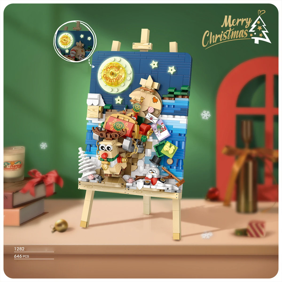 Caballete De Madera 3d Con Diseño De Ciervos, Arte Creativo, Minibloques De Construcción, Juguetes Y Regalos