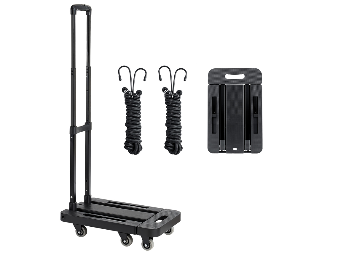Carretilla plegable Succebuy con 6 ruedas y capacidad de 500 lb, color negro