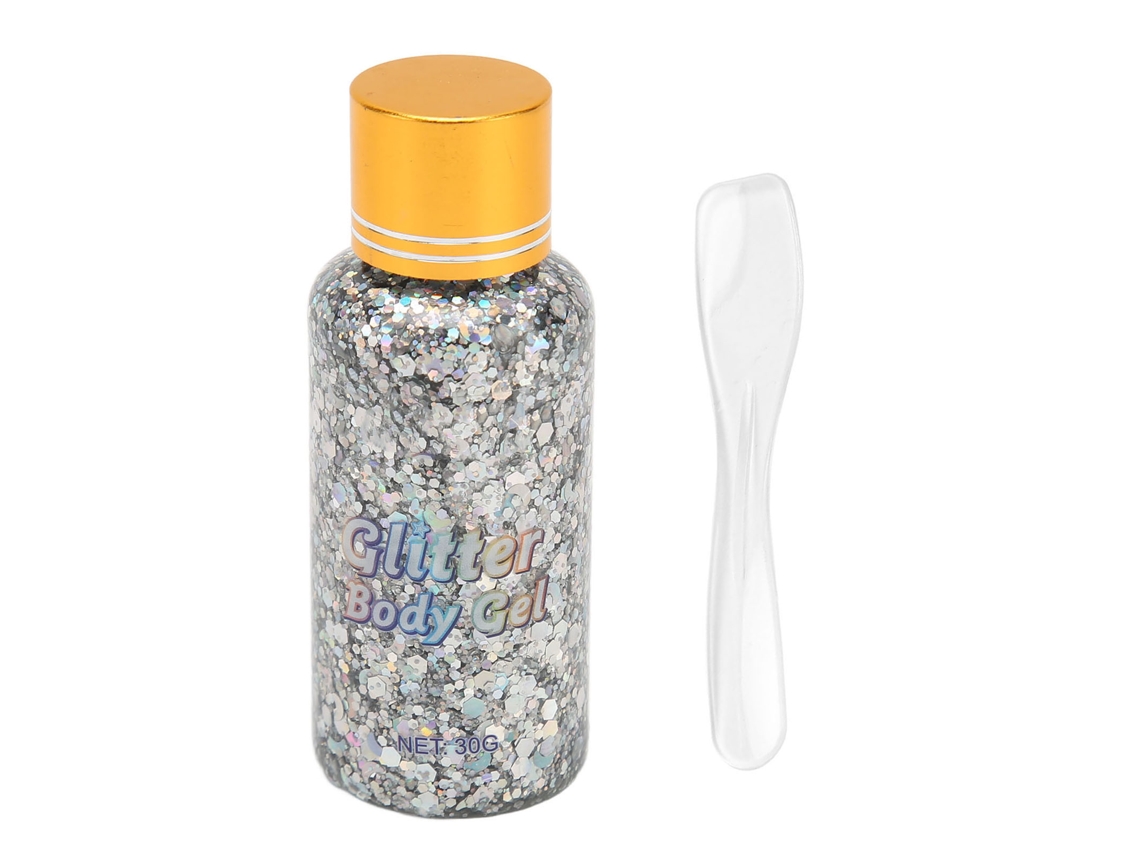 Gel con purpurina para rostro y cuerpo para maquillaje de fiesta - Plateado 31 g