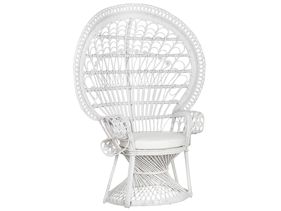 Silla de jardín BELIANI Emmanuelle de Ratán Blanco 120x50x150