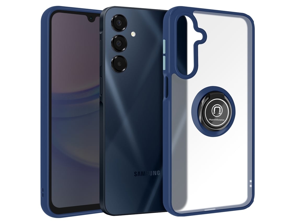 Estuche Con Anillos De Soporte Integrado Para Samsung Galaxy A16 Ushion Acrílico Azul