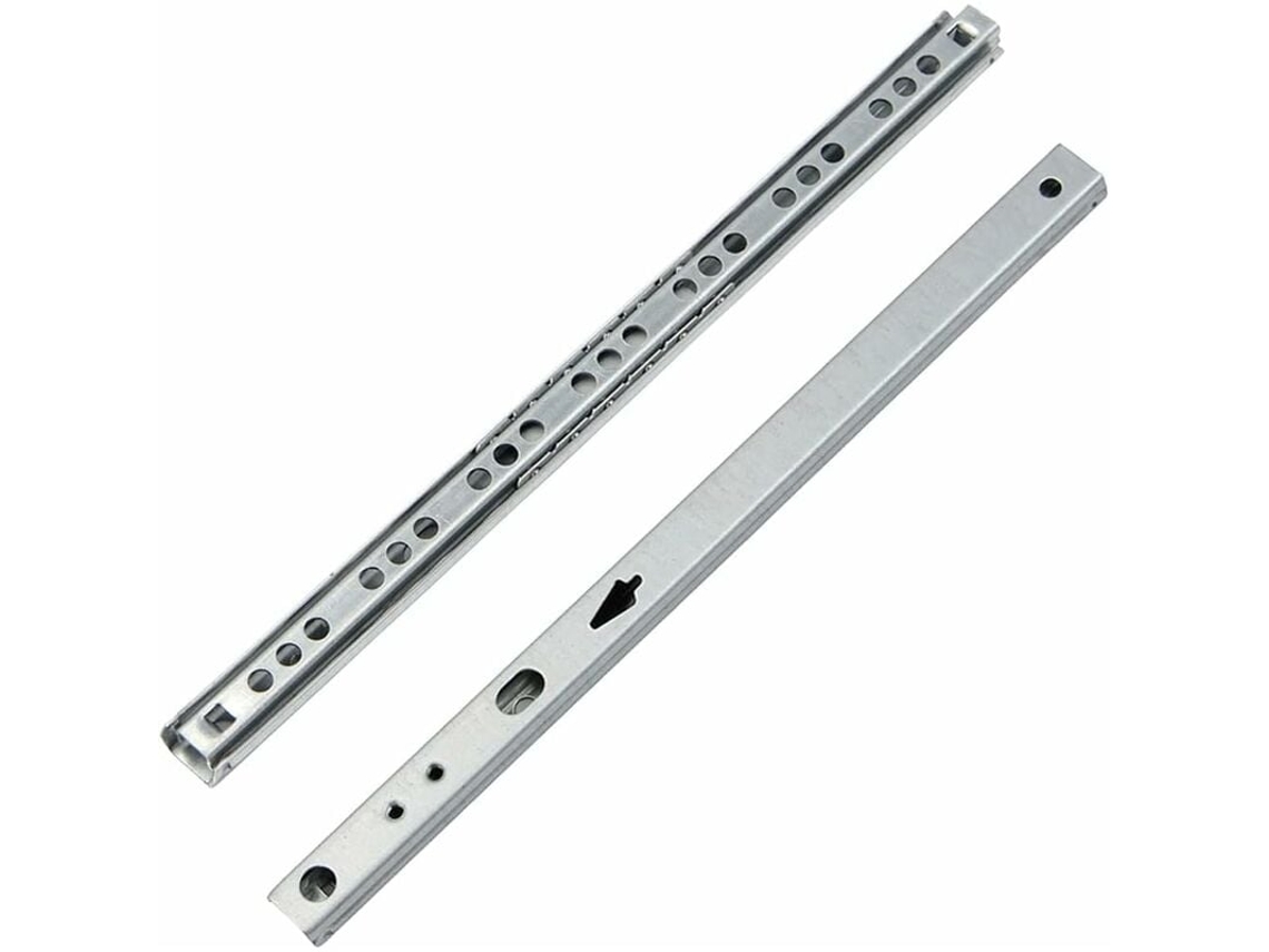 Riel de cajón con rodamiento de bolas de metal (1 par, 246 x 17 x 10 mm) para cajón de muebles