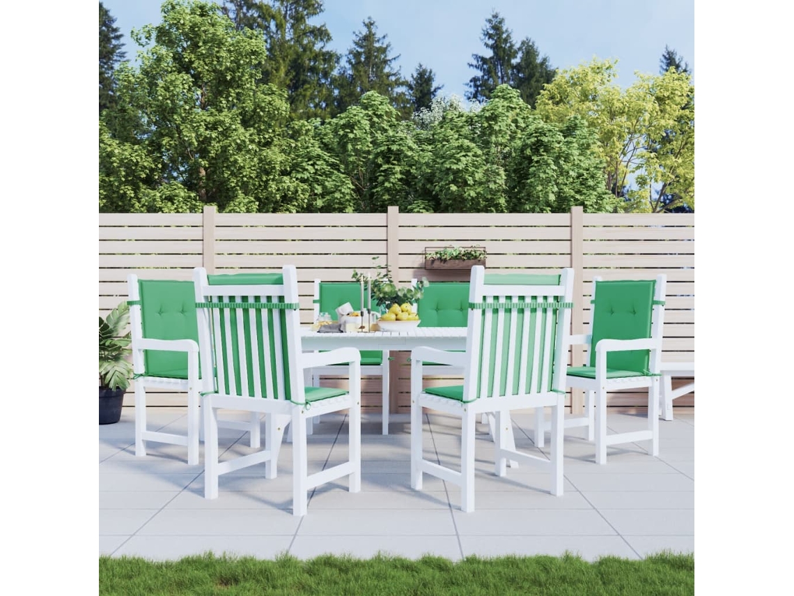 Cojín Silla Jardín Respaldo Bajo 6 Uds Tela Oxford Verde
