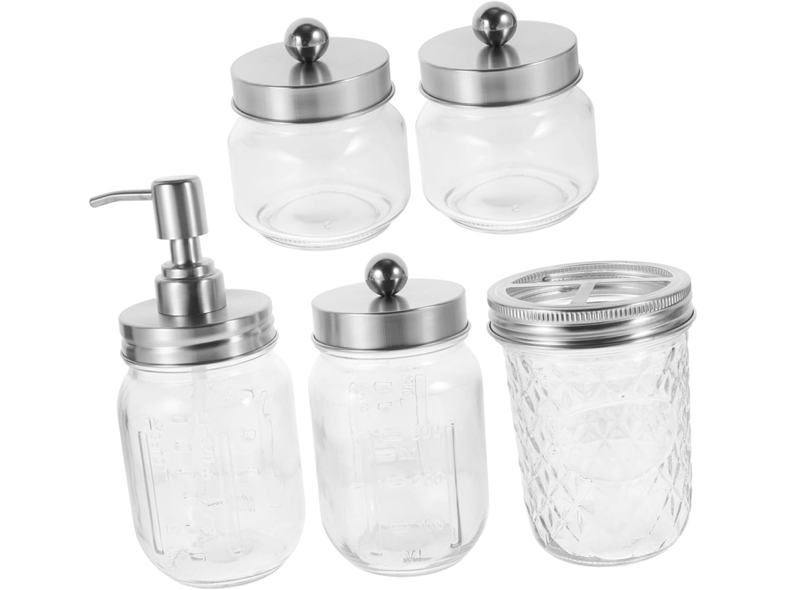 Juego De Accesorios De Baño Estilo Granja Rústica, Kit De 5 Piezas, Dispensador De Espuma Para Macetas