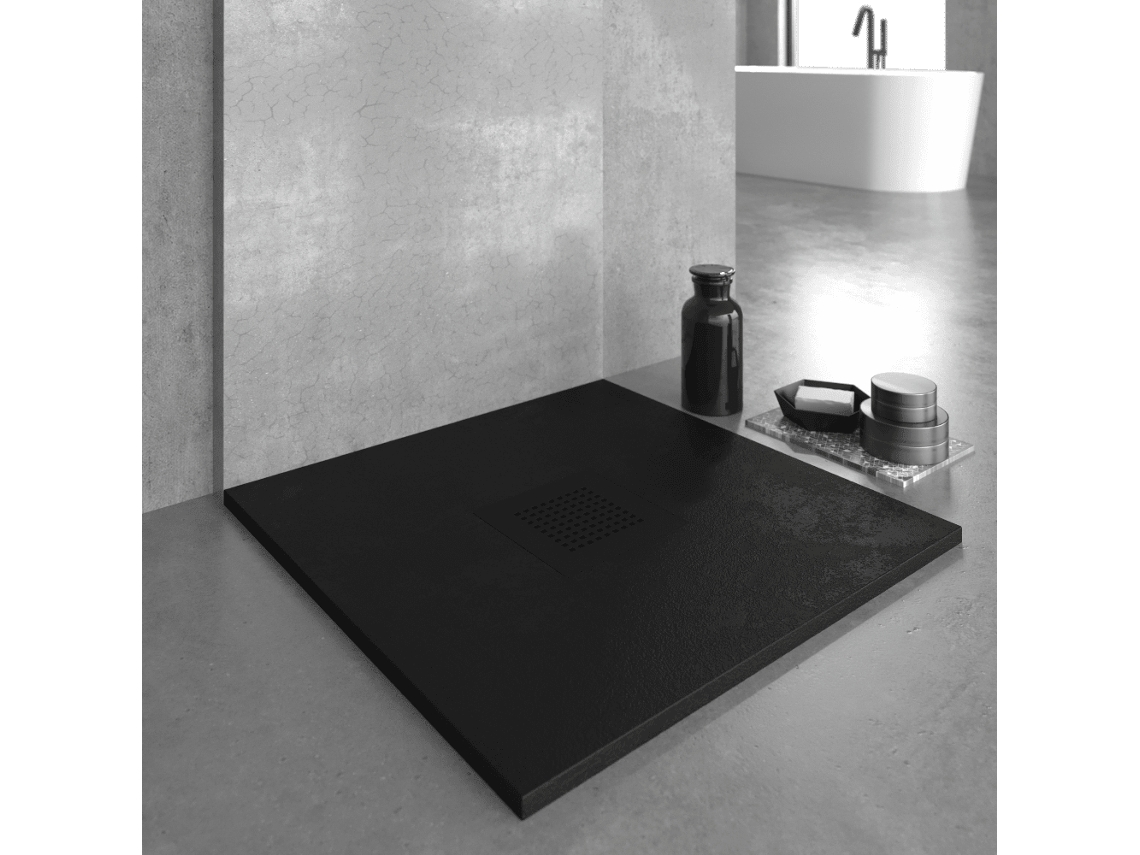 Plato De Ducha Resina Slate Negro 70x90 Cm Rejilla Color