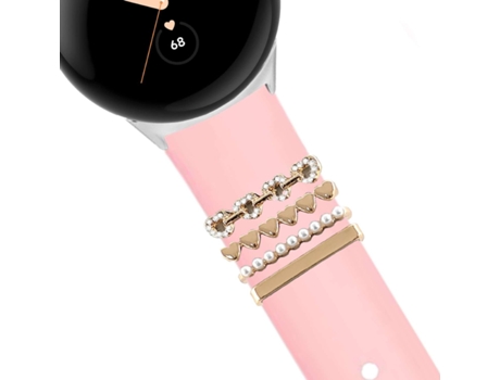 Correa Google Pixel Watch Pulsera con Adorno Corazones Rosa