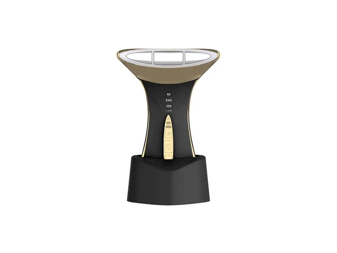 Ferramenta Para Pescoço E Rosto Com Led De 5 Cores Para Cuidados Com A Pele Preto E Dourado Yizhood