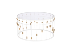 Mesa Centro Metal Cristal Blanco 82x82x45cm