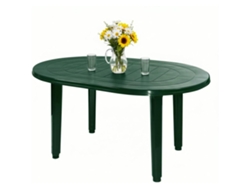 Mesa De Jardin Oval 130x90cm De Resina Auxiliar Exterior Desmotable Portatil, Camping, Terraza, Acampada, Playa. (verde)