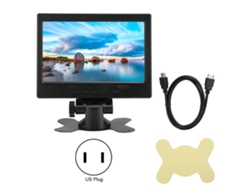 Monitor Multifuncional 7 Polegadas 800:1 1024x600 Com Suporte Hdmi Vga Av Entrada E Base