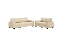 Conjunto de sofá de 2 piezas con cojines en tela color crema. Exclusivo de Maison.