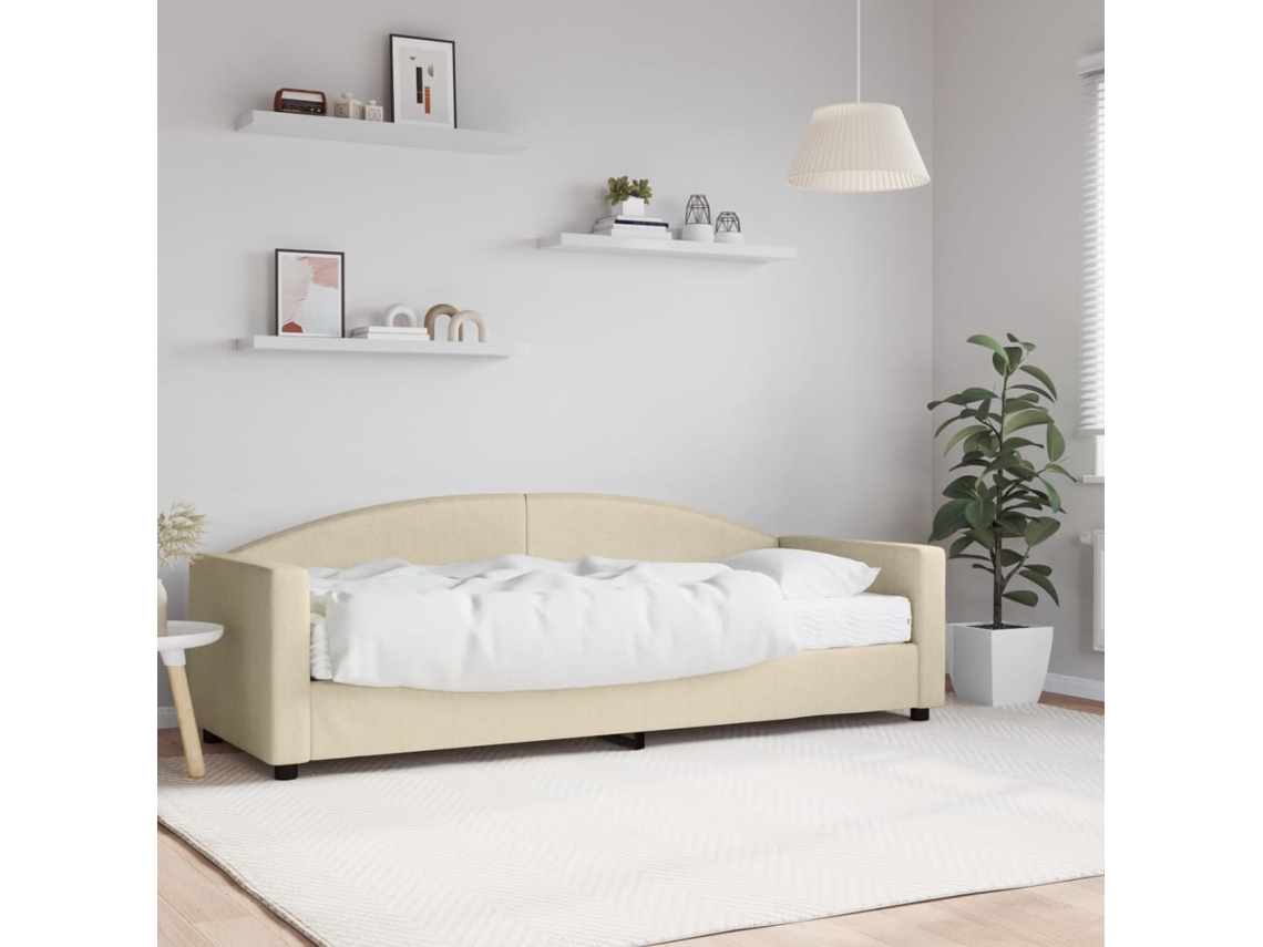 Sofá Cama Con Colchón Tela Crema 80x200 Cm