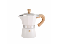 Cafetera de aluminio con mango de madera, italiana, portátil, beige, 150 ml