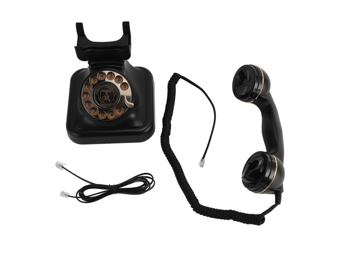 Teléfono Fijo Clásico Retro Con Marcador Giratorio, Función De Rellamada, Tono De Llamada Mecánico Y Cable Antiguo.