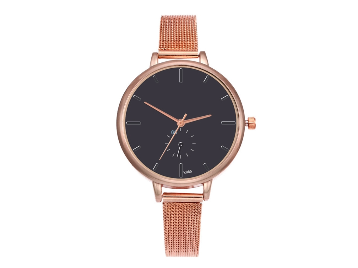 Reloj De Pulsera Para Mujer Con Brazalete De Malla Metálica, Esfera Redonda, Cuarzo, Oro Rosa.