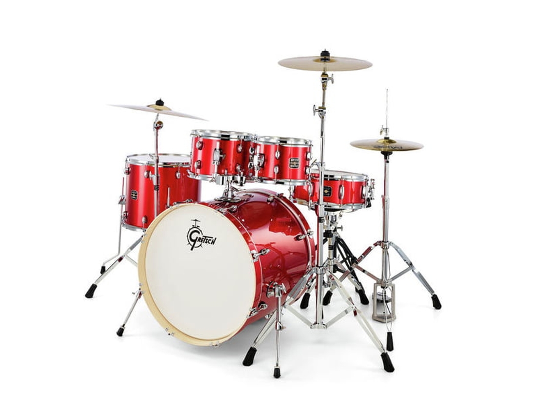 Gretsch bateria acustica energy studio red c/ set pratos paiste 101