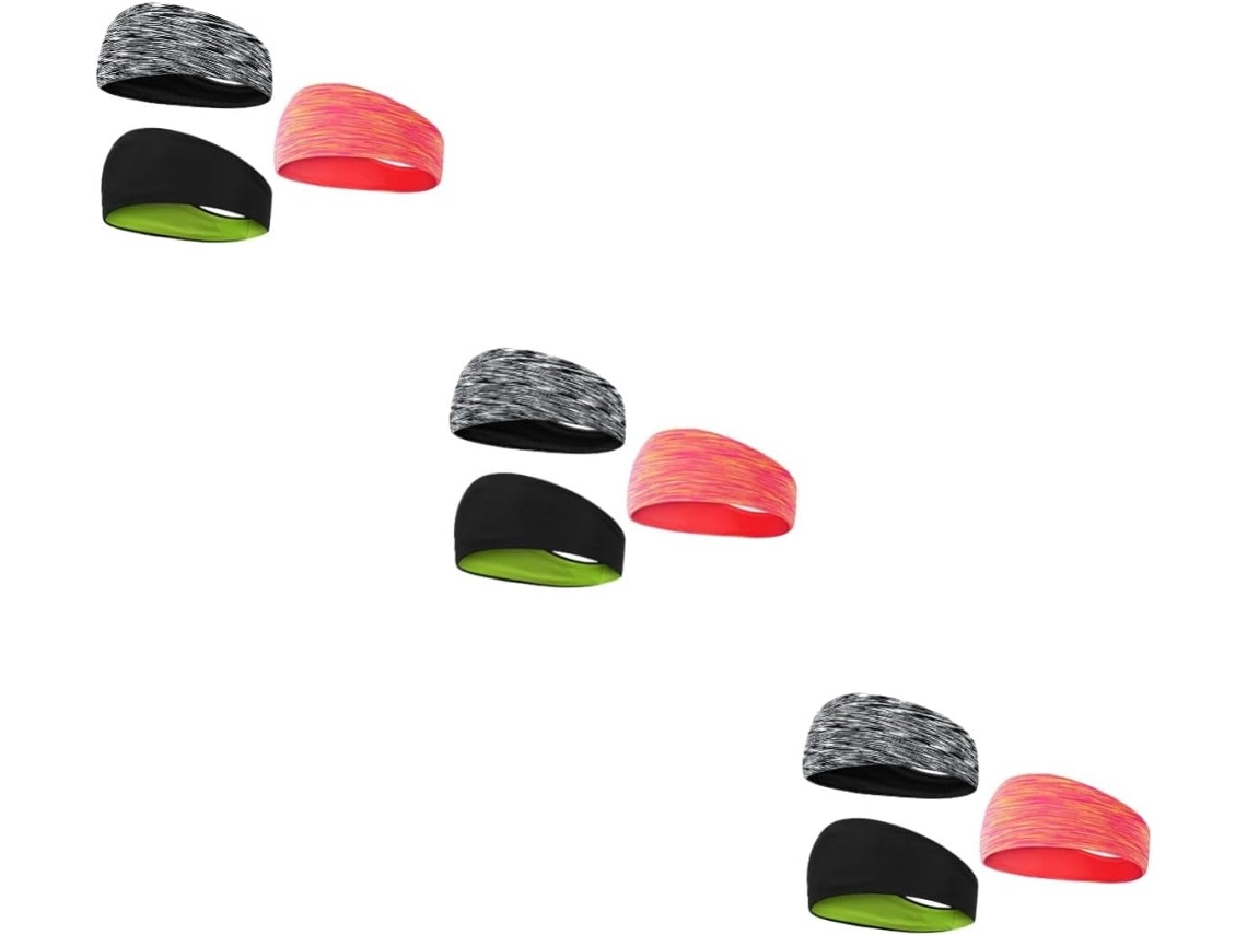 Conjunto De 9 Faixas De Cabeça Absorventes De Suor Para Esportes, Ioga E Fitness - Laranja, Cinza, Preto - Conforto Ideal