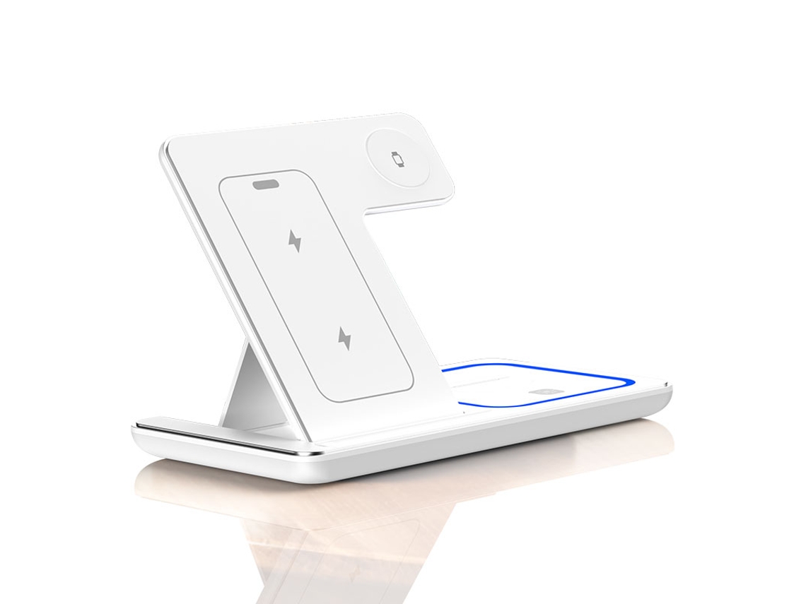 Cargador Inalámbrico Rápido De 30 W Con Indicador Led, Plegable 3 En 1 (blanco)