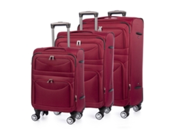 Juego de 3 maletas trolley de tela semirrígidas y expandibles. Cerradura de combinación, 4 ruedas giratorias de 360°.