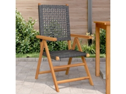 Sillas de jardín (2 unidades), madera maciza de acacia y mimbre de polietileno negro, Dkd Home Decor