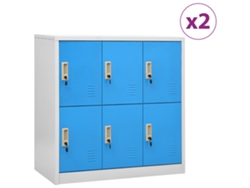 Taquillas 2 piezas 90x45x92,5 cm gris claro y acero azul DKD HOME DECOR