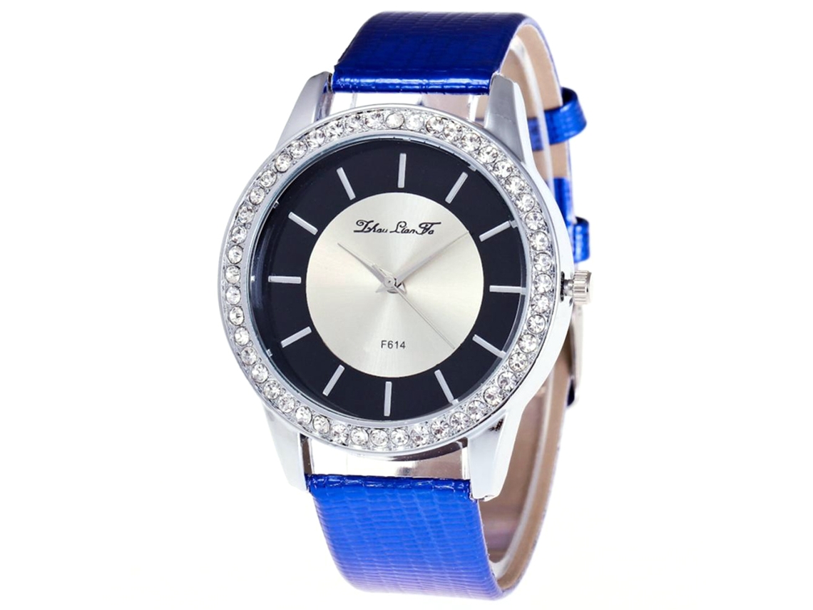 Reloj De Pulsera Unisex De Cuarzo Con Piedras Strass Simple Y Moderno Zhoulianfa (azul)