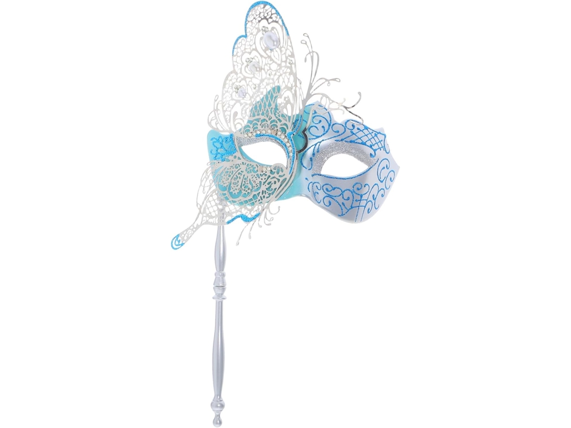 Máscara Metálica De Carnaval Veneciano Con Elegante Tallo, Máscara De Baile De Máscaras Para Mujer.