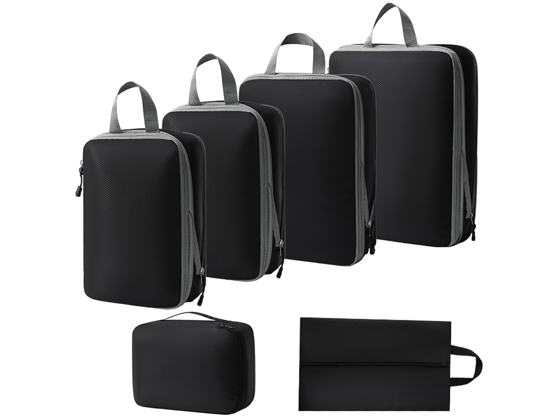 Bolsa de almacenamiento de compresión, juego de 6 piezas, bolsa de almacenamiento de viaje ligera, color negro Siurn