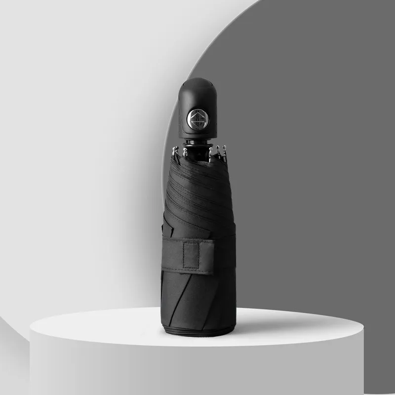(negro 8k) Paraguas Automático Compacto Y Fresco De Vinilo Con 8 Varillas Para Protección Solar Y Contra Los Rayos Uv.