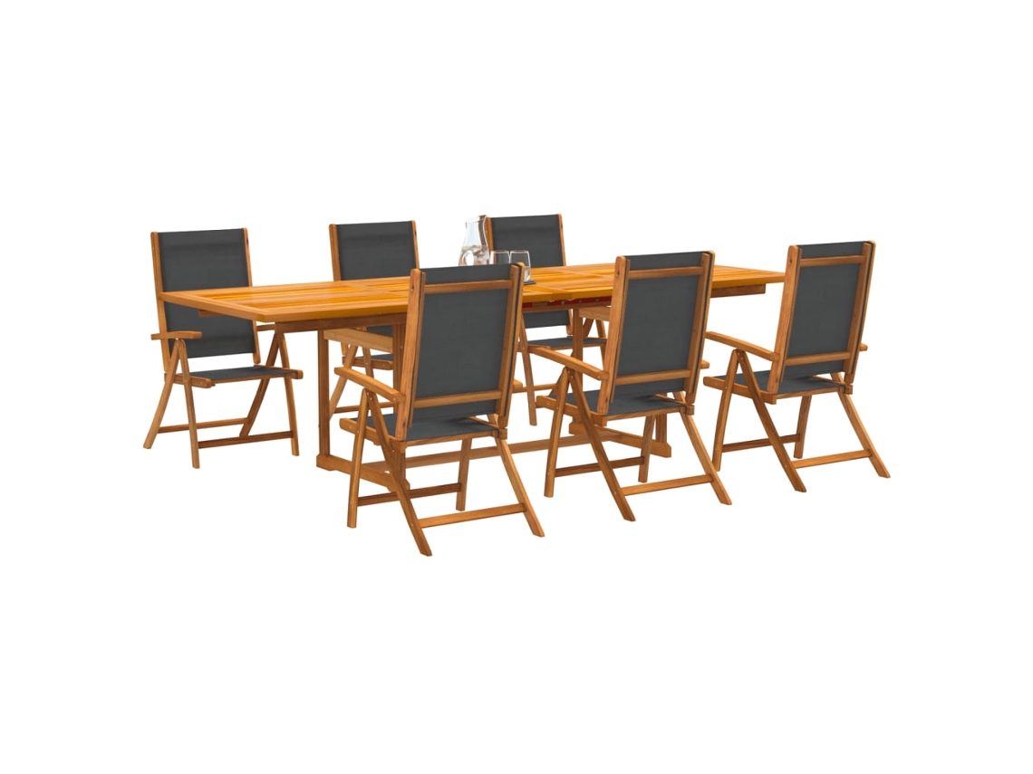 Juego de comedor de jardín de 7 piezas de acacia maciza y textilene Dkd Home Decor