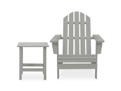 Silla Con Otomana Y Mesa Jardín | Silla De Exterior | Sillon Jardín Adirondack Abeto Macizo Gris Wsd33968