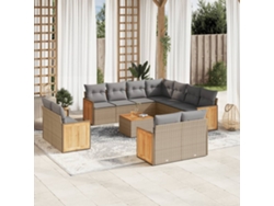 Conjunto de 12 sofás de jardín con cojines de mimbre beige de DKD Home Decor