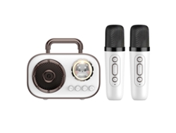 Máquina de karaoke, bonito altavoz Bluetooth con 2 micrófonos, regalo para el Día del Niño (blanco)