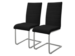 Conjunto de 2 Cadeiras ML-DESIGN de Jantar Cantilever com Encosto em Couro Sintético Preto