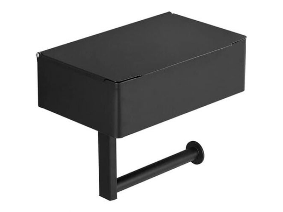 Elegante portarrollos de papel higiénico negro mate, portarrollos de acero inoxidable con estante, para baño, hogar, oficina, caliente