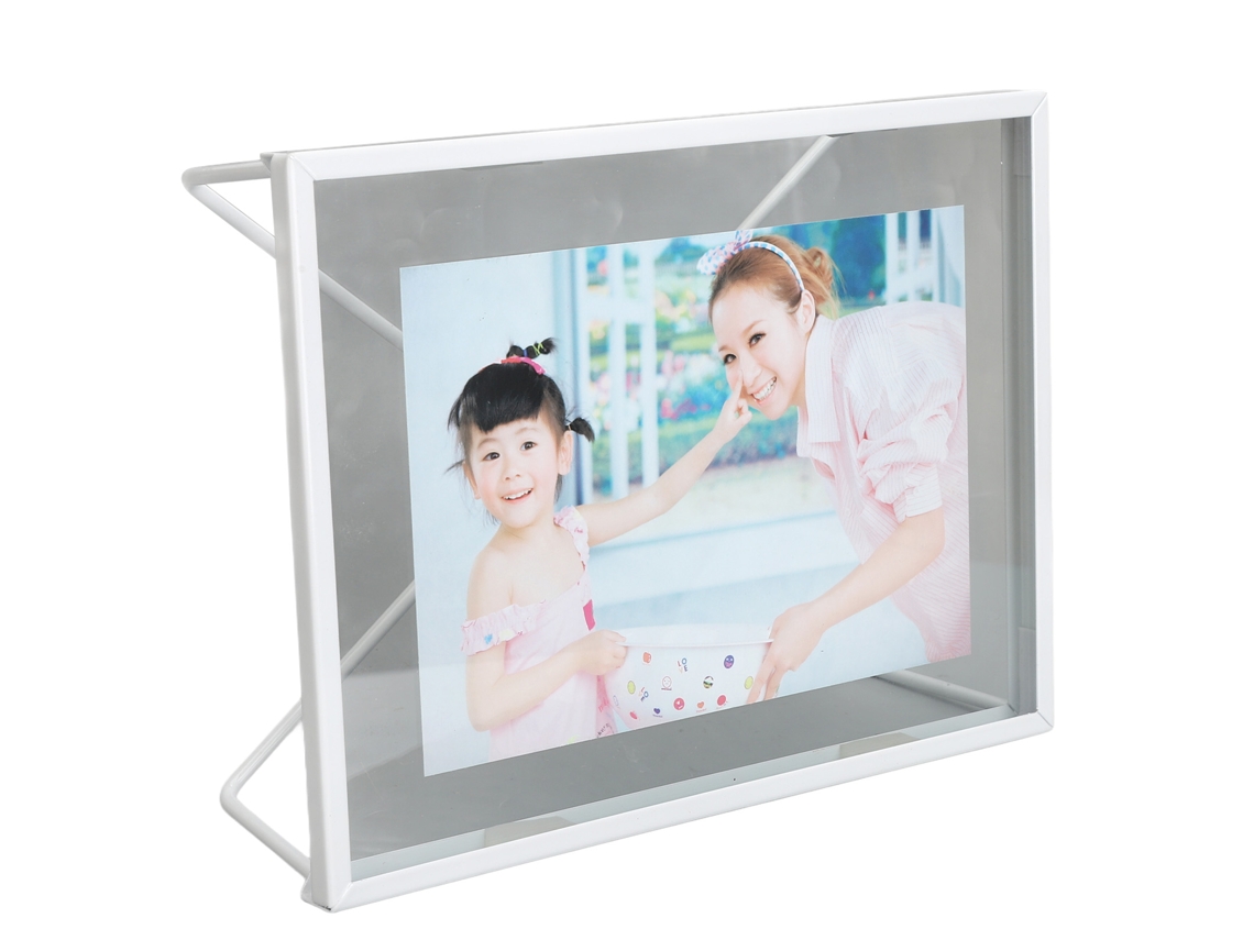 Marco de fotos horizontal y vertical de metal blanco para mesa y pared.