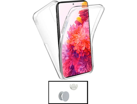 Kit Carcasa + GripHolder + Soporte Samsung Galaxy M52 5G PHONECARE Transparente y Blanco