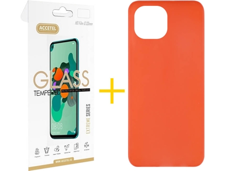 Kit Funda + Protector de Pantalla Apple iPhone 13 ACCETEL Liso 4 Rojo