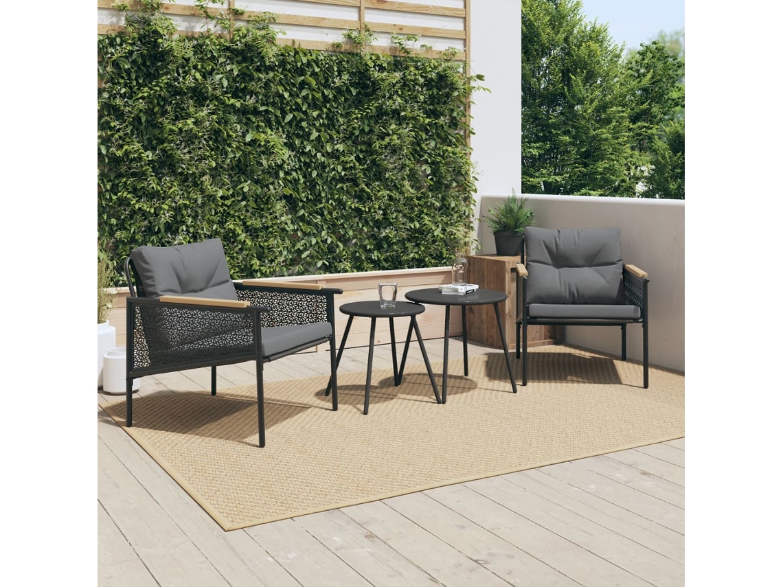 Sillas de jardín DKD Home Decor de 2 piezas con cojines, acero negro