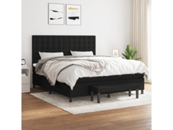 Cama Box Spring Con Colchón Tela Negro 180x200 Cm