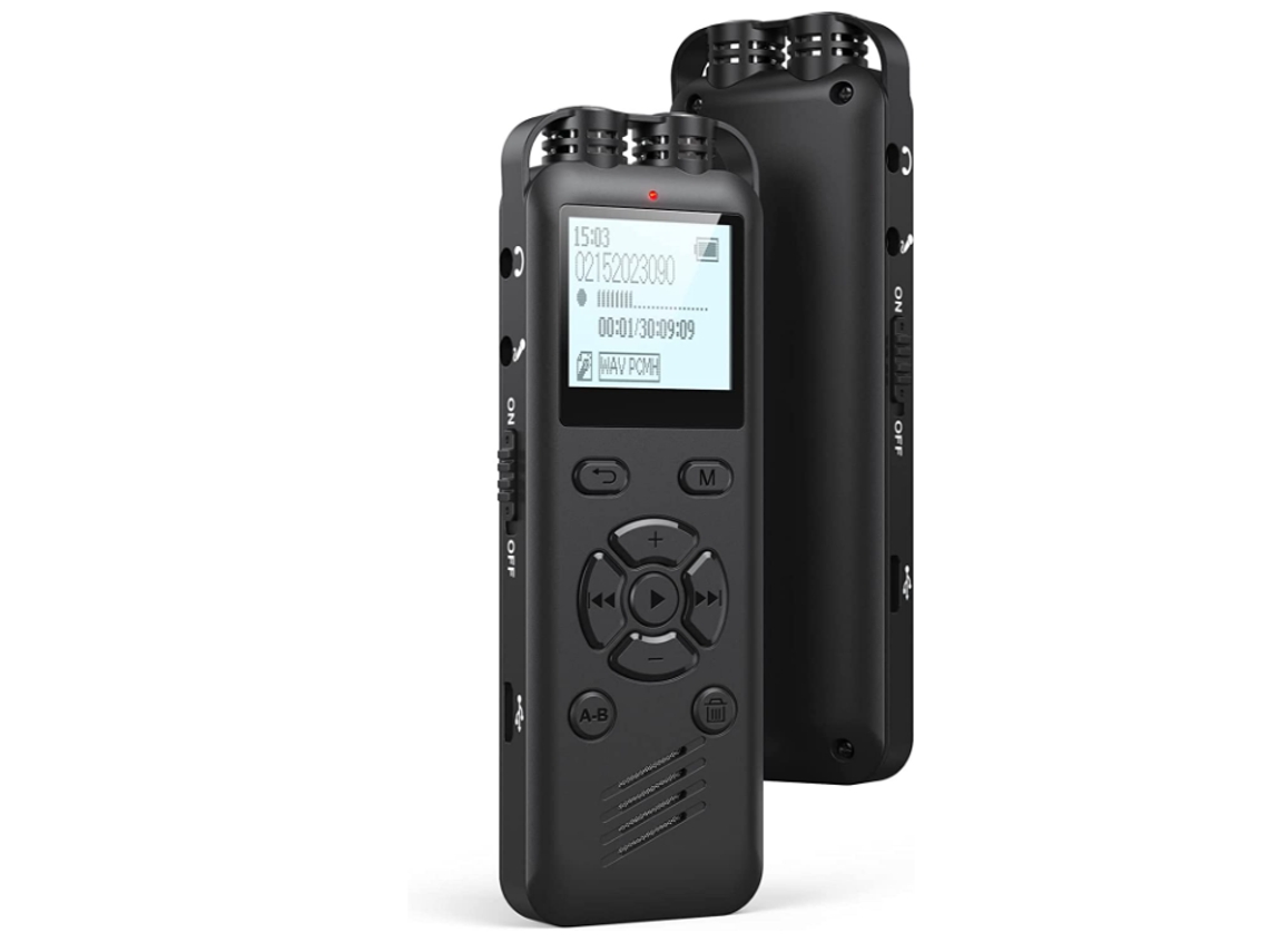 Grabadora de voz digital de 32 GB para conferencias, reuniones y registro de tiempo. Dispositivo de grabación de voz con reproducción, color negro Yizhood.
