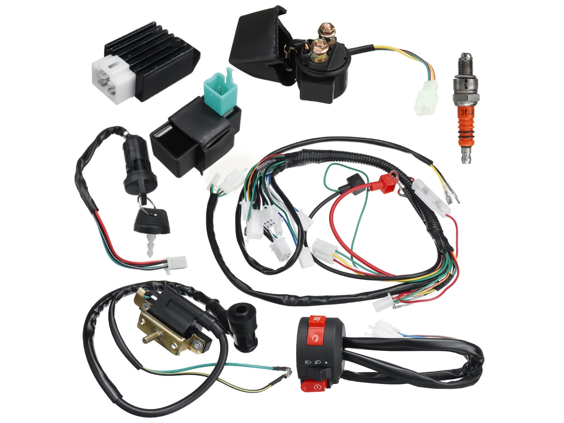Arnés de cableado eléctrico completo con bobina CDI para ATV de 50 cc, 70 cc, 110 cc, 125 cc, cuatrimotos y karts.