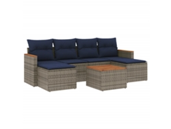 Maison Exclusive - Conjunto De Sofá De Jardín De 7 Piezas Con Cojines, Poliratán Gris
