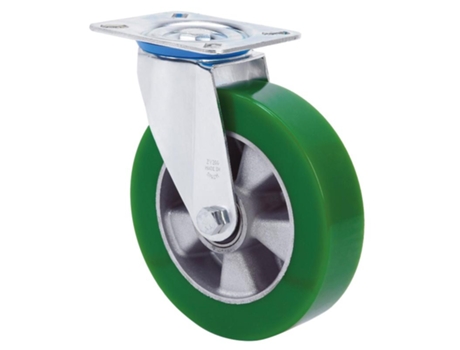 Rueda giratora placa 10zv160-augb aluminio-poliur.verde eje bolas ALEX