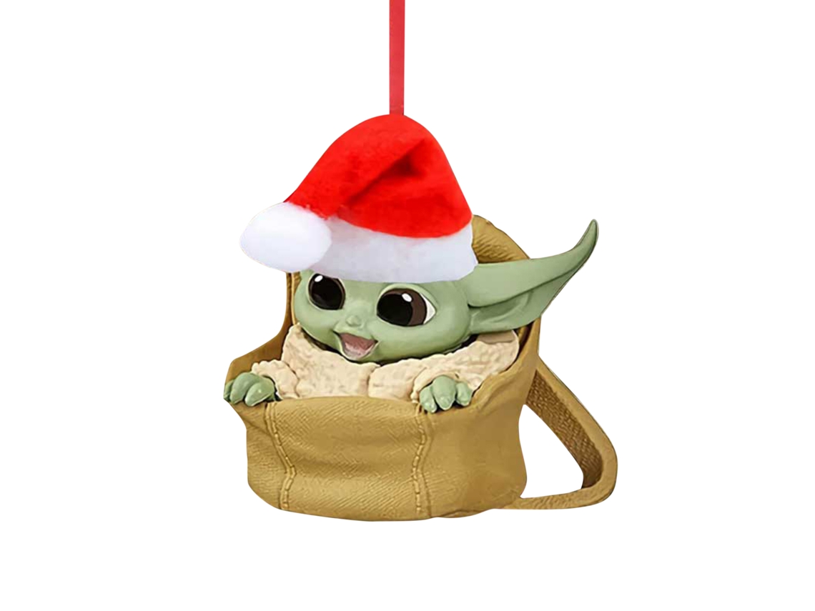 Figura decorativa navideña de acrílico de Baby Yoda y Papá Noel