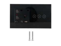 Enchufe Inteligente De Pared De 3 Vías Con Usb, Control Remoto Wifi Mediante Aplicación, Pantalla Táctil Y Funciones De Seguridad.