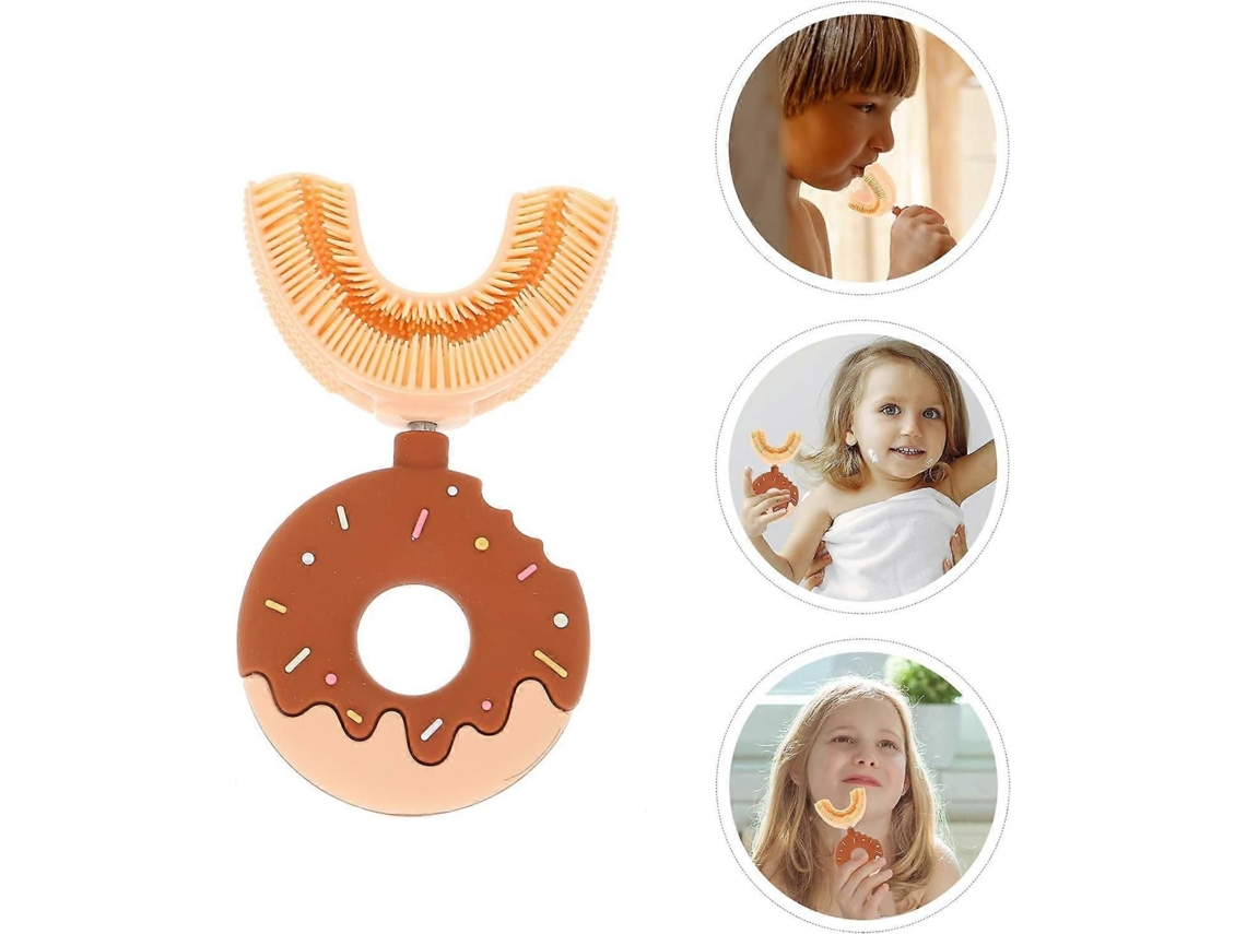 Cepillo de dientes de silicona en forma de U, con diseño de dibujos animados, herramienta de limpieza. GOKOCO