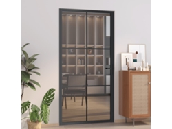 Puerta Interior 102,5x201,5 Cm ESG Cristal y Aluminio Negro LOVELY HOME